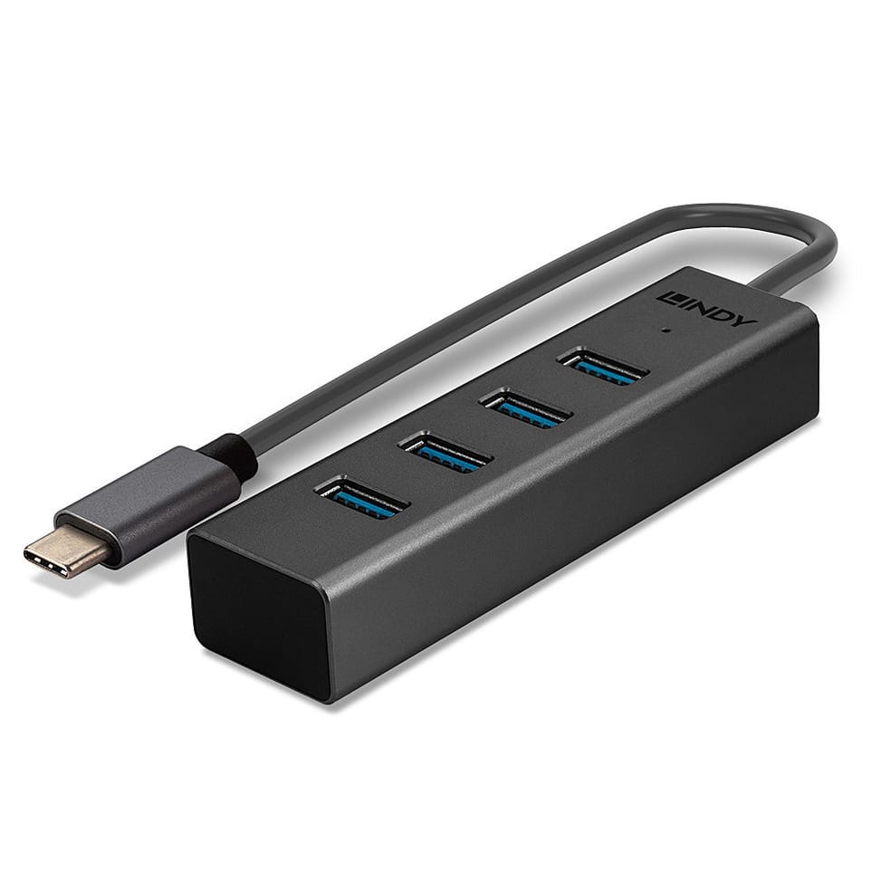 Lindy 43325 hub & concentrateur USB 3.2 Gen 1 (3.1 Gen 1) Type-C 5000 Mbit/s Gris Hub USB 3.2 Type C 4 ports  (43325) — image 5