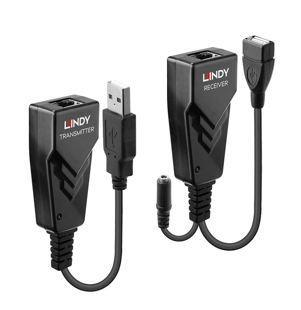 Lindy 42674 prolongateur réseau Émetteur et récepteur réseau Noir Extender USB 2.0 Cat.6 100m  (42674)