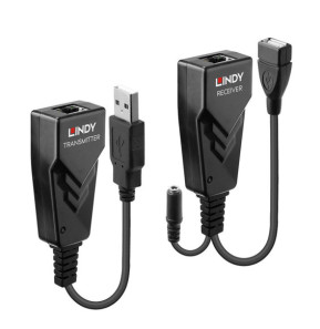 Lindy 42674 prolongateur réseau Émetteur et récepteur réseau Noir Extender USB 2.0 Cat.6 100m  (42674)