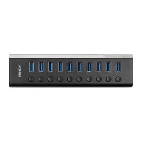 Lindy 10 Port USB 3.0 Hub with On/Off Switches USB 3.2 Gen 1 (3.1 Gen 1) Type-B 5000 Mbit/s Noir (43370)