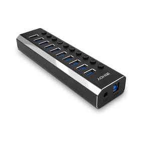 Lindy 10 Port USB 3.0 Hub with On/Off Switches USB 3.2 Gen 1 (3.1 Gen 1) Type-B 5000 Mbit/s Noir (43370) — image 2
