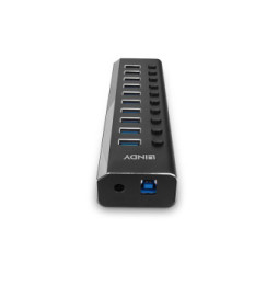 Lindy 10 Port USB 3.0 Hub with On/Off Switches USB 3.2 Gen 1 (3.1 Gen 1) Type-B 5000 Mbit/s Noir (43370)