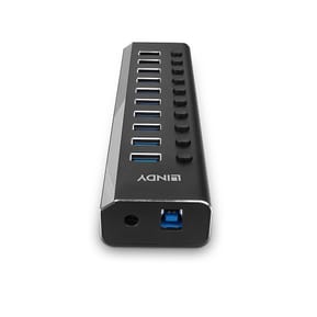 Lindy 10 Port USB 3.0 Hub with On/Off Switches USB 3.2 Gen 1 (3.1 Gen 1) Type-B 5000 Mbit/s Noir (43370) — image 3