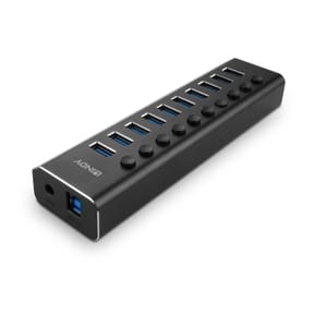 Lindy 10 Port USB 3.0 Hub with On/Off Switches USB 3.2 Gen 1 (3.1 Gen 1) Type-B 5000 Mbit/s Noir (43370) — image 4