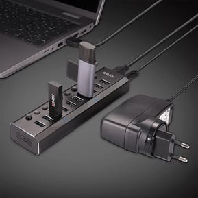 Lindy 10 Port USB 3.0 Hub with On/Off Switches USB 3.2 Gen 1 (3.1 Gen 1) Type-B 5000 Mbit/s Noir (43370) — image 5
