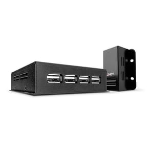 Lindy 42681 prolongateur réseau Émetteur et récepteur réseau Noir Extender 4 ports USB 2.0 Cat.6, 50m  (42681)