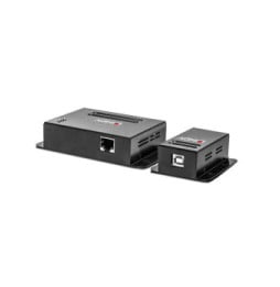 Lindy 42681 prolongateur réseau Émetteur et récepteur réseau Noir Extender 4 ports USB 2.0 Cat.6, 50m  (42681)