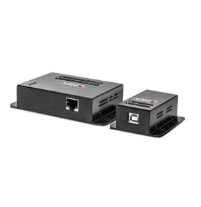 Lindy 42681 prolongateur réseau Émetteur et récepteur réseau Noir Extender 4 ports USB 2.0 Cat.6, 50m  (42681)