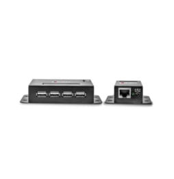 Lindy 42681 prolongateur réseau Émetteur et récepteur réseau Noir Extender 4 ports USB 2.0 Cat.6, 50m  (42681)