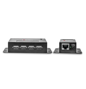 Lindy 42681 prolongateur réseau Émetteur et récepteur réseau Noir Extender 4 ports USB 2.0 Cat.6, 50m  (42681)