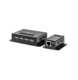 Lindy 42681 prolongateur réseau Émetteur et récepteur réseau Noir Extender 4 ports USB 2.0 Cat.6, 50m  (42681)