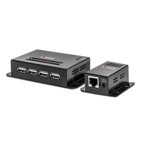 Lindy 42681 prolongateur réseau Émetteur et récepteur réseau Noir Extender 4 ports USB 2.0 Cat.6, 50m  (42681)