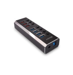Lindy 4 Port USB 3.0 Hub with 3 Quick Charge 3.0 Ports USB 3.2 Gen 1 (3.1 Gen 1) Type-B 5000 Mbit/s Noir (43371)