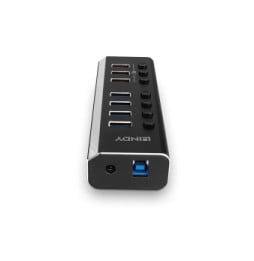 Lindy 4 Port USB 3.0 Hub with 3 Quick Charge 3.0 Ports USB 3.2 Gen 1 (3.1 Gen 1) Type-B 5000 Mbit/s Noir (43371)