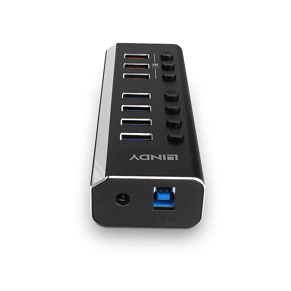 Lindy 4 Port USB 3.0 Hub with 3 Quick Charge 3.0 Ports USB 3.2 Gen 1 (3.1 Gen 1) Type-B 5000 Mbit/s Noir (43371) — image 3