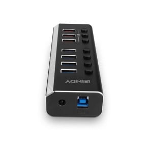 Lindy 4 Port USB 3.0 Hub with 3 Quick Charge 3.0 Ports USB 3.2 Gen 1 (3.1 Gen 1) Type-B 5000 Mbit/s Noir (43371)