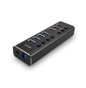 Lindy 4 Port USB 3.0 Hub with 3 Quick Charge 3.0 Ports USB 3.2 Gen 1 (3.1 Gen 1) Type-B 5000 Mbit/s Noir (43371)