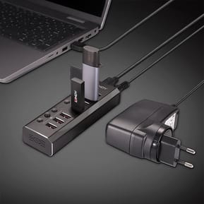 Lindy 4 Port USB 3.0 Hub with 3 Quick Charge 3.0 Ports USB 3.2 Gen 1 (3.1 Gen 1) Type-B 5000 Mbit/s Noir (43371) — image 5