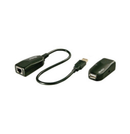 Lindy 42693 prolongateur réseau Émetteur et récepteur réseau Noir Extender USB 2.0 Cat.6, 50m  (42693)