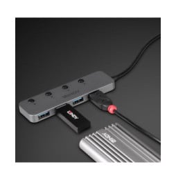 Lindy 43383 hub & concentrateur USB 3.2 Gen 1 (3.1 Gen 1) Type-C 5000 Mbit/s Gris (43383)