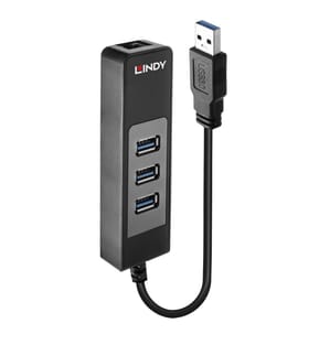 Lindy 43176 hub & concentrateur USB 3.2 Gen 1 (3.1 Gen 1) Type-A 5000 Mbit/s Noir (43176)