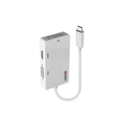 Lindy 43273 adaptateur graphique USB 3840 x 2160 pixels Blanc Convertisseur USB Type C vers Triple Display  (43273)