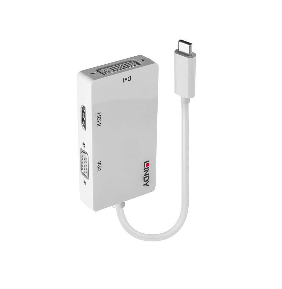 Lindy 43273 adaptateur graphique USB 3840 x 2160 pixels Blanc Convertisseur USB Type C vers Triple Display  (43273)