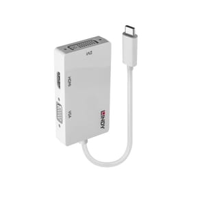 Lindy 43273 adaptateur graphique USB 3840 x 2160 pixels Blanc Convertisseur USB Type C vers Triple Display (43273)