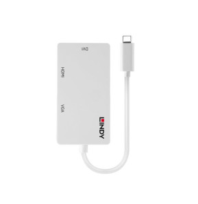 Lindy 43273 adaptateur graphique USB 3840 x 2160 pixels Blanc Convertisseur USB Type C vers Triple Display  (43273)