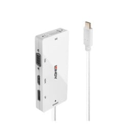 Lindy 43279 station d'accueil USB 3.2 Gen 1 (3.1 Gen 1) Type-C Blanc Convertisseur USB Type C vers Multi-AV  (43279)