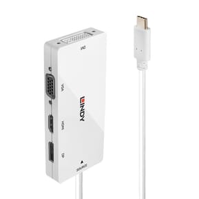 Lindy 43279 station d'accueil USB 3.2 Gen 1 (3.1 Gen 1) Type-C Blanc Convertisseur USB Type C vers Multi-AV (43279)