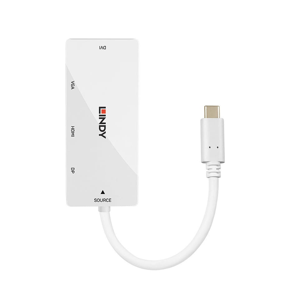 Lindy 43279 station d'accueil USB 3.2 Gen 1 (3.1 Gen 1) Type-C Blanc Convertisseur USB Type C vers Multi-AV  (43279) — image 2