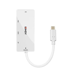 Lindy 43279 station d'accueil USB 3.2 Gen 1 (3.1 Gen 1) Type-C Blanc Convertisseur USB Type C vers Multi-AV (43279) — image 2