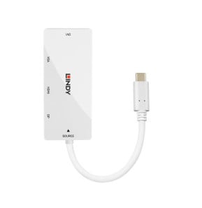 Lindy 43279 station d'accueil USB 3.2 Gen 1 (3.1 Gen 1) Type-C Blanc Convertisseur USB Type C vers Multi-AV  (43279)