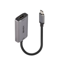 Lindy 43327 câble vidéo et adaptateur 0,11 m USB Type-C HDMI Noir, Gris Convertisseur USB Type C vers HDMI 8K  (43327)