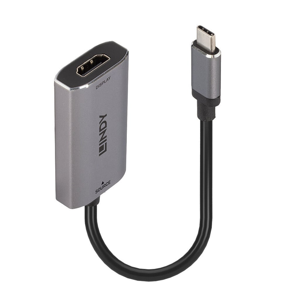 Lindy 43327 câble vidéo et adaptateur 0,11 m USB Type-C HDMI Noir, Gris Convertisseur USB Type C vers HDMI 8K  (43327)