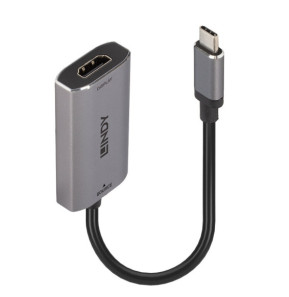 Lindy 43327 câble vidéo et adaptateur 0,11 m USB Type-C HDMI Noir, Gris Convertisseur USB Type C vers HDMI 8K  (43327)