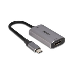 Lindy 43327 câble vidéo et adaptateur 0,11 m USB Type-C HDMI Noir, Gris Convertisseur USB Type C vers HDMI 8K  (43327)