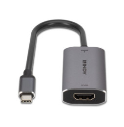 Lindy 43327 câble vidéo et adaptateur 0,11 m USB Type-C HDMI Noir, Gris Convertisseur USB Type C vers HDMI 8K  (43327)