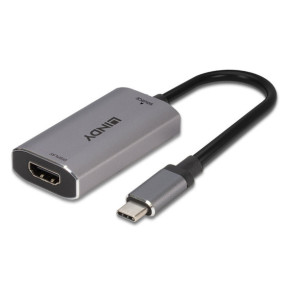 Lindy 43327 câble vidéo et adaptateur 0,11 m USB Type-C HDMI Noir, Gris Convertisseur USB Type C vers HDMI 8K  (43327)