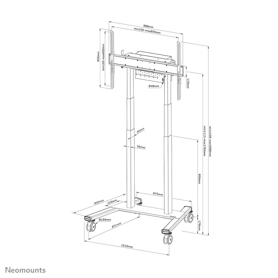 Neomounts support au sol motorisé Neomounts FL55-875BL1 support au sol motorisé pour écrans 55-100" - Noir  (FL55-875BL1) — image 20