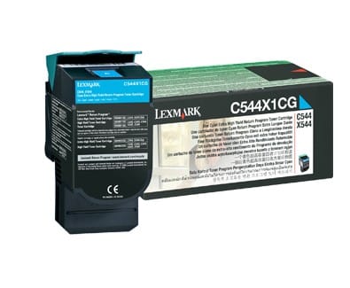 Cartouche toner cyan Return Programme très haute capacité Lexmark C544, X544 (C544X1CG)