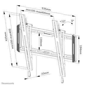 Neomounts support mural pour tv Neomounts WL35-550BL14 support mural inclinable pour écrans 32-65" - Noir  (WL35-550BL14)