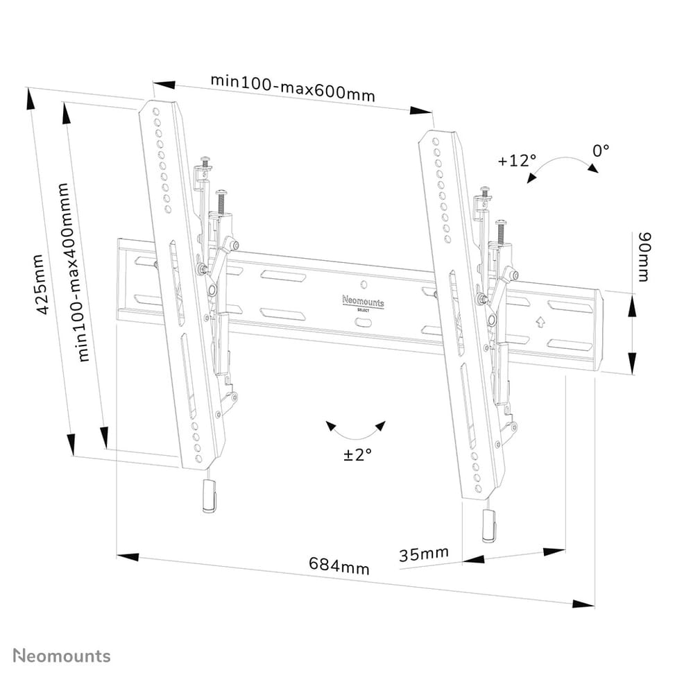 Neomounts support mural pour tv Neomounts WL35S-850BL16 support mural inclinable pour écrans 40-82" - Noir  (WL35S-850BL16) — image 20