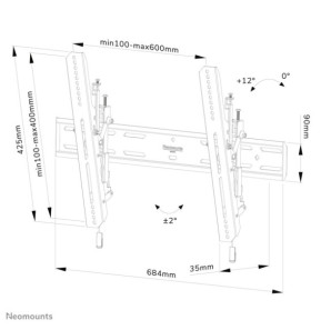 Neomounts support mural pour tv Neomounts WL35S-850BL16 support mural inclinable pour écrans 40-82" - Noir  (WL35S-850BL16)