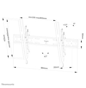 Neomounts support mural pour tv Neomounts WL35S-850BL18 support mural inclinable pour écrans 43-98" - Noir  (WL35S-850BL18)