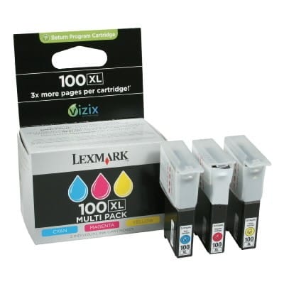 Pack de 3 cartouches d'encre Lexmark (CMJ) couleur 100XL — image 1