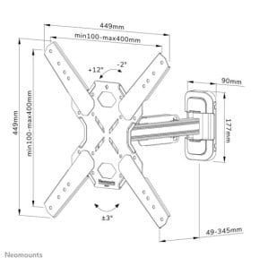 Neomounts support mural pour tv Neomounts WL40S-840BL14 support mural orientable pour écrans 32-65" - Noir  (WL40S-840BL14)