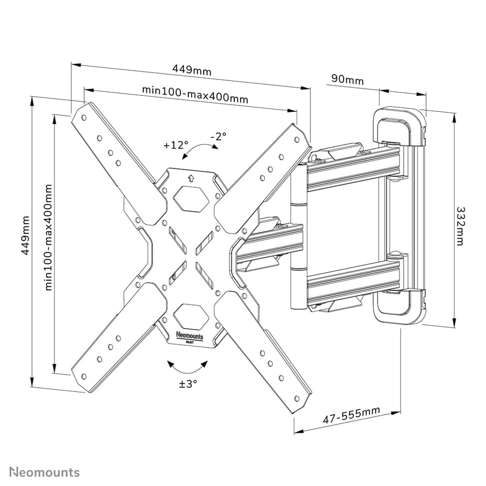 Neomounts support mural pour tv Neomounts WL40S-850BL14 support mural orientable pour écrans 32-65" - Noir  (WL40S-850BL14) — image 20