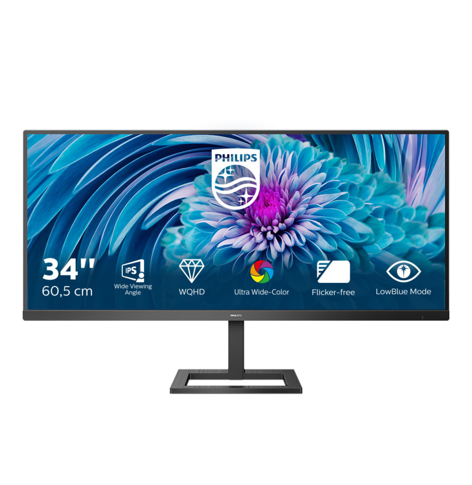 Philips E Line 345E2AE/00 écran plat de PC 86,4 cm (34") 3440 x 1440 pixels Noir (345E2AE/00)